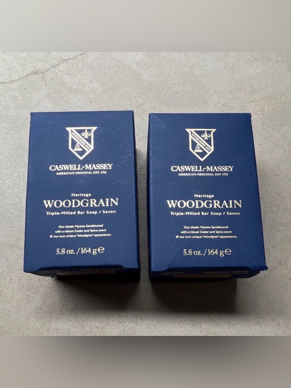 Caswell-Massey Heritage Woodgrain Triple-Milled Soap Sandalwood Cedar Two Bars